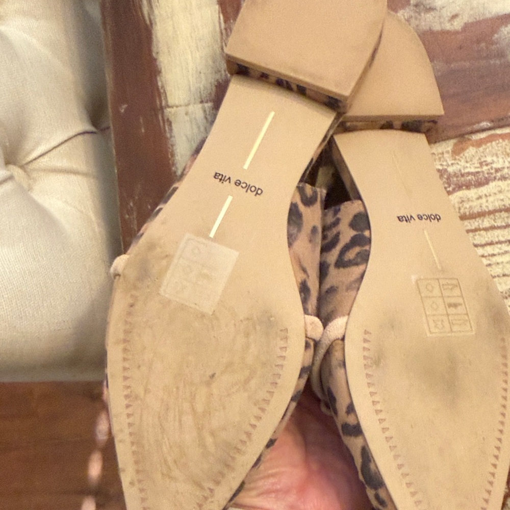 Dolce Vita Leopard Print Pointed Toe Slingback Flats in Tan and Black - Picture 6 of 6